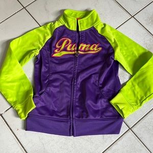 Puma girls purple and neon green track jacket